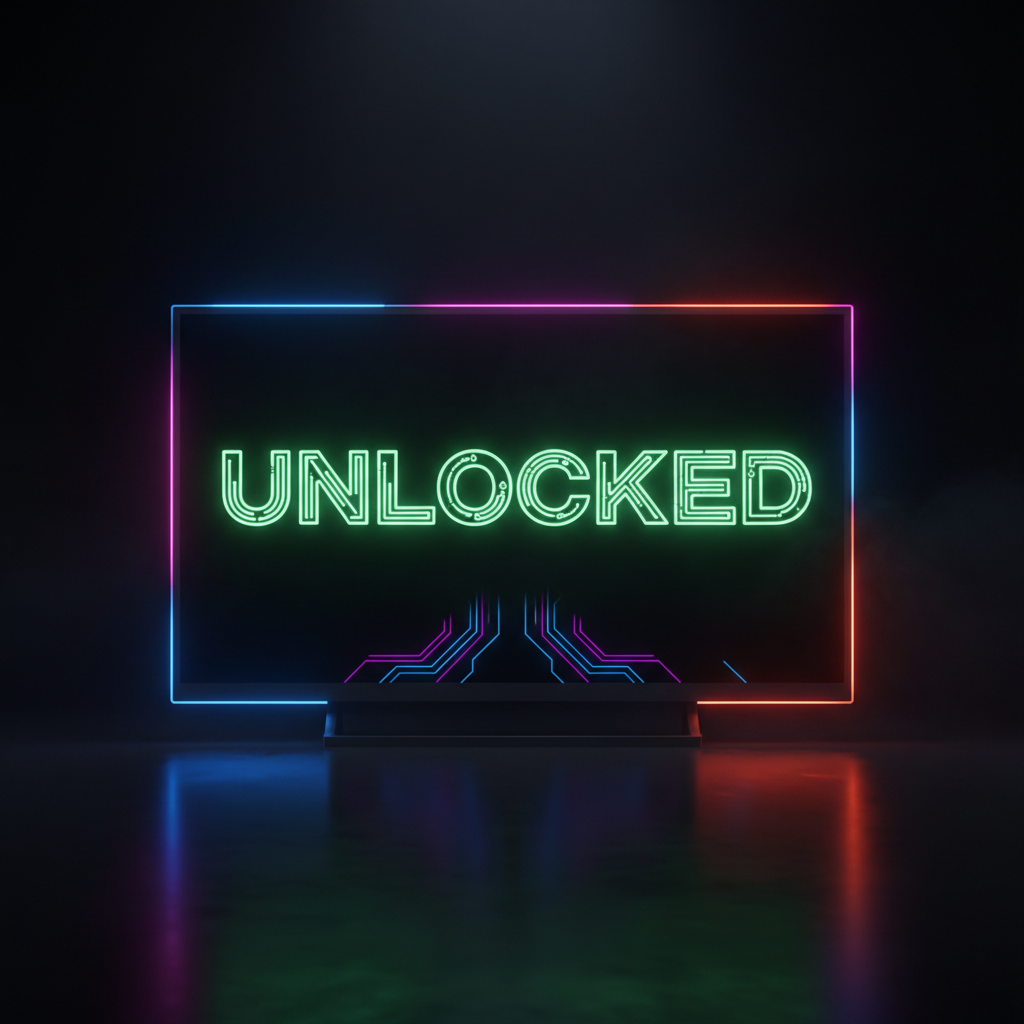 WarzaTV - Neon TV with UNLOCKED branding